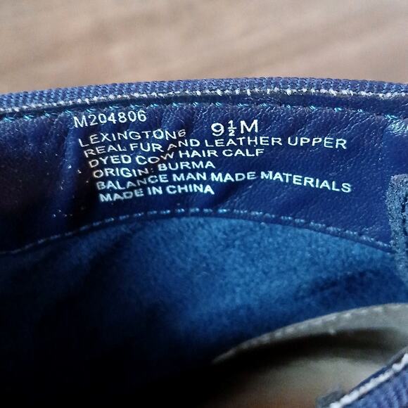 Me Too Lexington Navy Blue Leather And Calf Hair Heel Ankle Boots - Picture 3 of 7